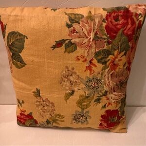Floral Accent Pillow in Yellow and Red